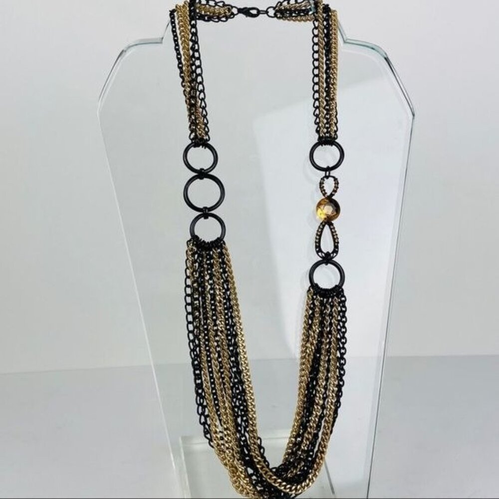 Black and Gold Multi Chain Statement Necklace